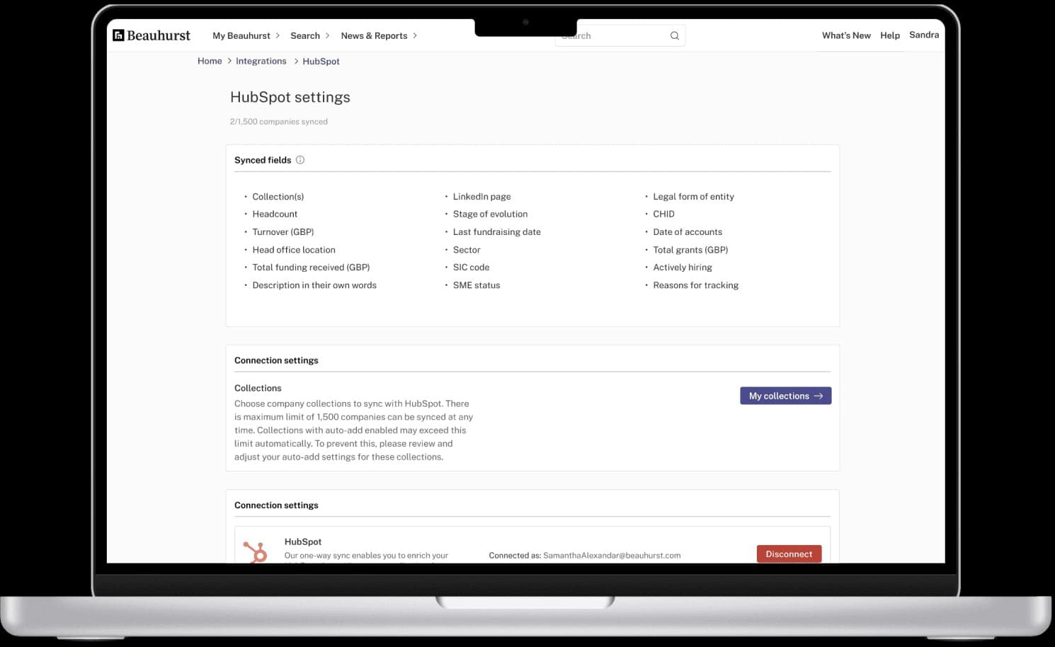 On first sync, Beauhurst creates these fields in HubSpot automatically, so there is no field-by-field picking to do.